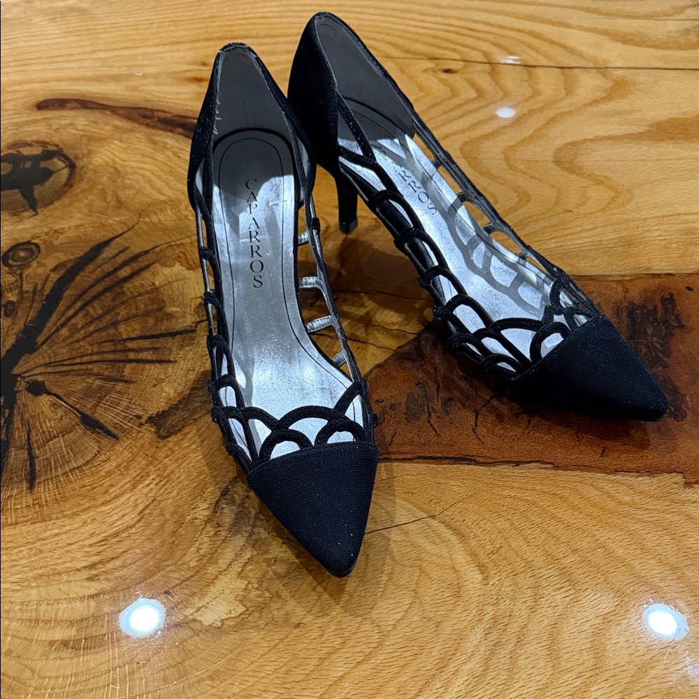Caparros Black Sparkling Cutout Heels